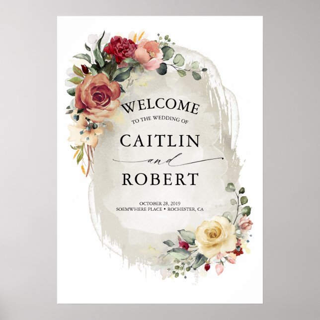 Poster Casamento outono Elegante Rustic Bloom (Frente)