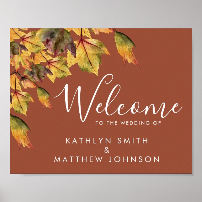 Poster Casamento outono Rustic Brown Autumn Bem-vindo (Criador carregado)