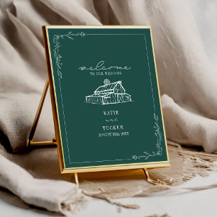 Poster Casamento outono Verde Russo Barn Emerald