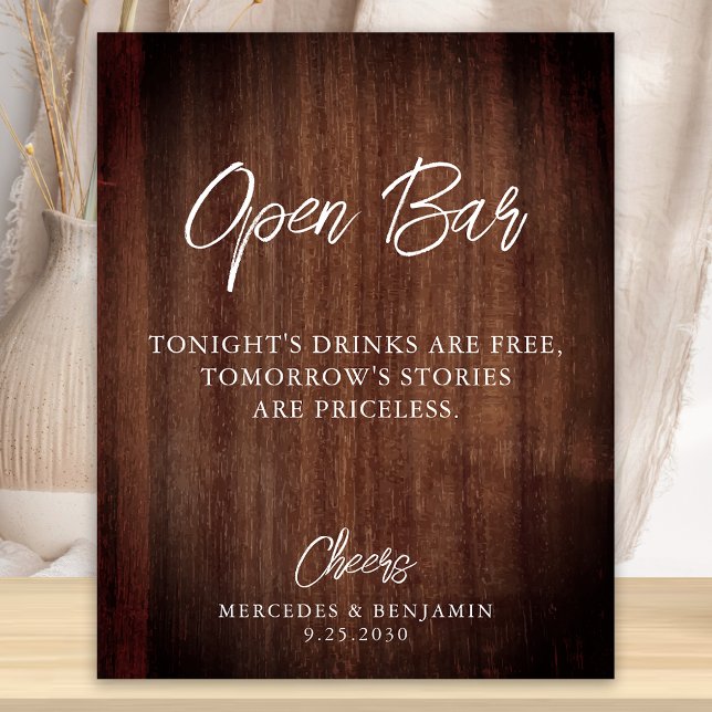 Poster Casamento Personalizado do Bar Aberto Rustic Count (Criador carregado)
