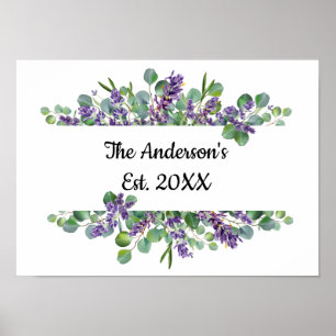 Poster Casamento Personalizado Eucalyptus Lavanda Greener