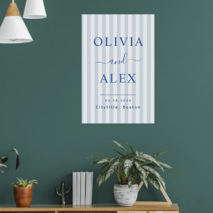 Poster Casamento Personalizado Francês Azul