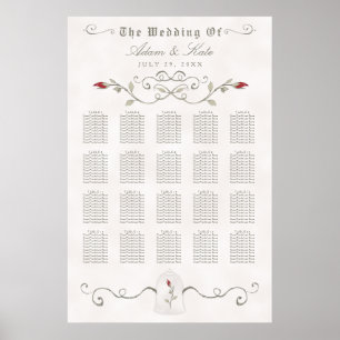 Poster Casamento pipe% elegante da rosa vermelha da CARTA