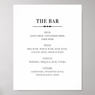 Poster Casamento preto e branco. Bar de bebidas alcoólica