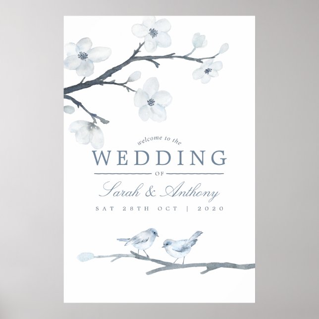 Poster Casamento Primavera Cerejeiras em Flor Bem-Vindo (Frente)