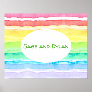Poster Casamento Rainbow Watercolor