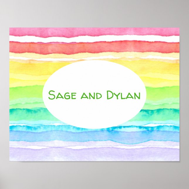 Poster Casamento Rainbow Watercolor (Frente)