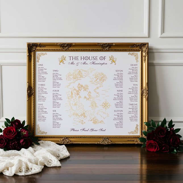 Poster Casamento Real Muse Medieval Fantasy Velho Mundo (Royal Muse Medieval Fantasy Old World Map Wedding Poster)