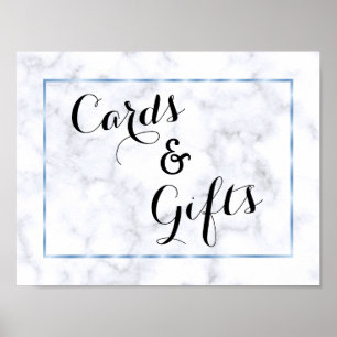 Poster Casamento Romântico Azul Mármore