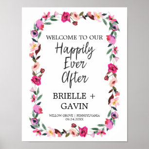 Póster Casamento Romântico de Fairytale "Feliz Nunca Dep