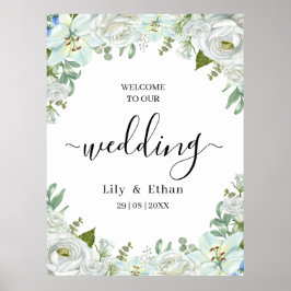 Poster Casamento Romântico em Aquarela