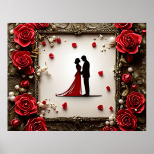 Poster Casamento romântico Silhueta de Casal