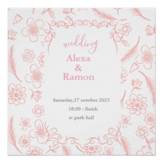 Póster casamento rosa