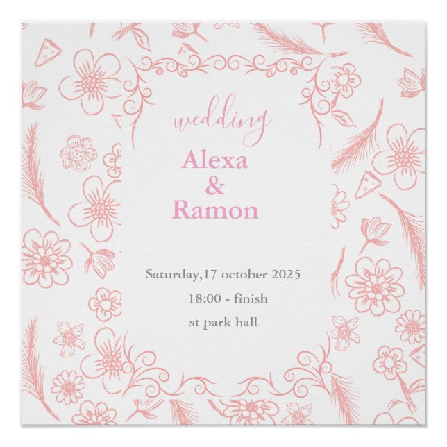 Póster casamento rosa (Frente)