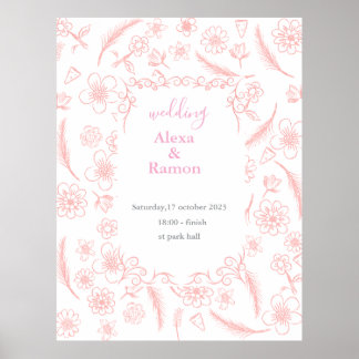 Poster casamento rosa