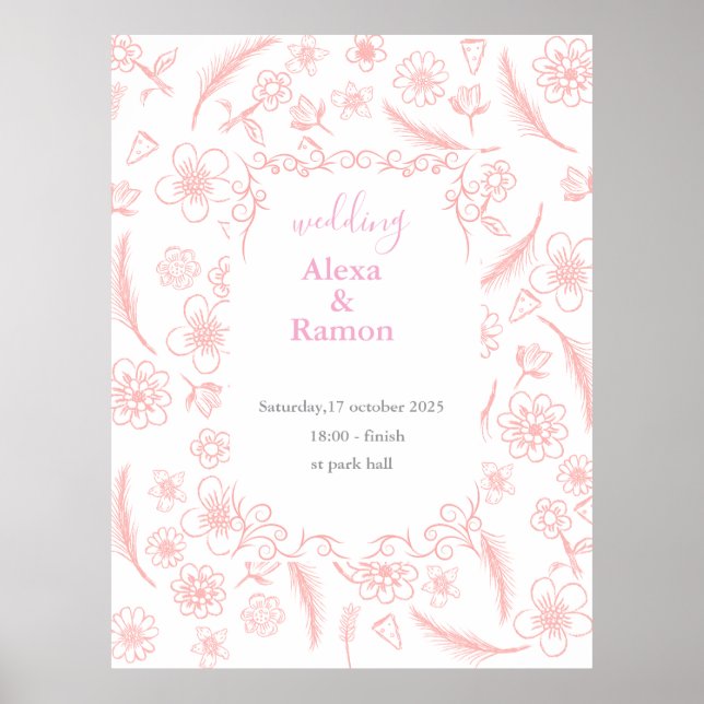 Poster casamento rosa (Frente)