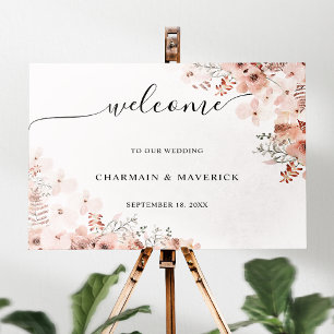 Poster Casamento Rosa Floral Beige