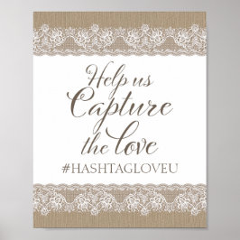 Poster Casamento Russo de Burlap e Lace, Sinal de Chá de 