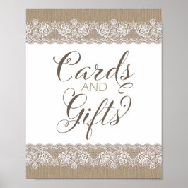 Poster Casamento Russo de Burlap e Lace, Sinal de Chá de 