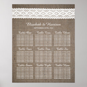 Poster Casamento Rustic Burlap & Vintage White Lace