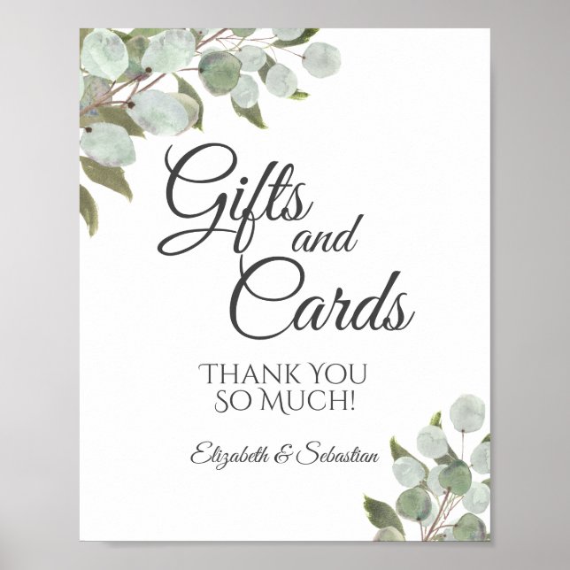 Poster Casamento Rustic Eucalyptus Greenery Gifts & Cards (Frente)