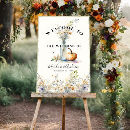 Poster Casamento Rustic Fall Pumpkin Floral Wildflower