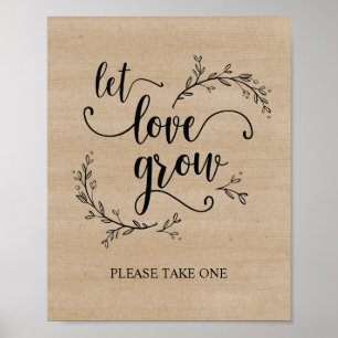 Poster Casamento Rustic Vines Deixe o Amor Crescer sinal 