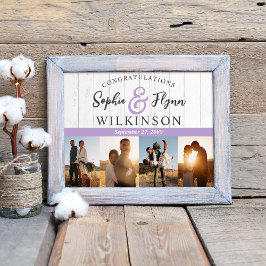 Poster Casamento Rustic White Barn Wood Newlyweds 4-Foto