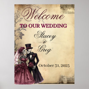 Poster Casamento Rústico de Esqueleto Gótico