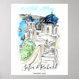 Poster Casamento Santorini, Noivado, Proposta