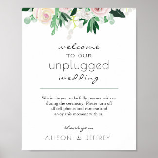 Poster Casamento Sem Ligas Verde Floral De Aquarela