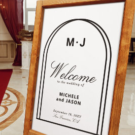 Poster Casamento Simples de Boas-Vindas ao Arch Negro Min