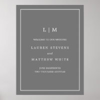 Casamento Simples de Boas-vindas da Cinza Monogram