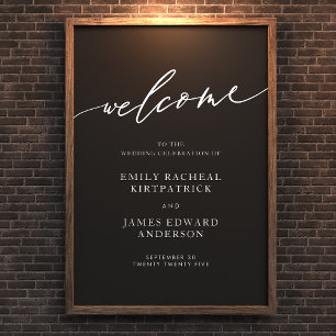Poster Casamento Simples de Caligrafia de Boas-Vindas Bra