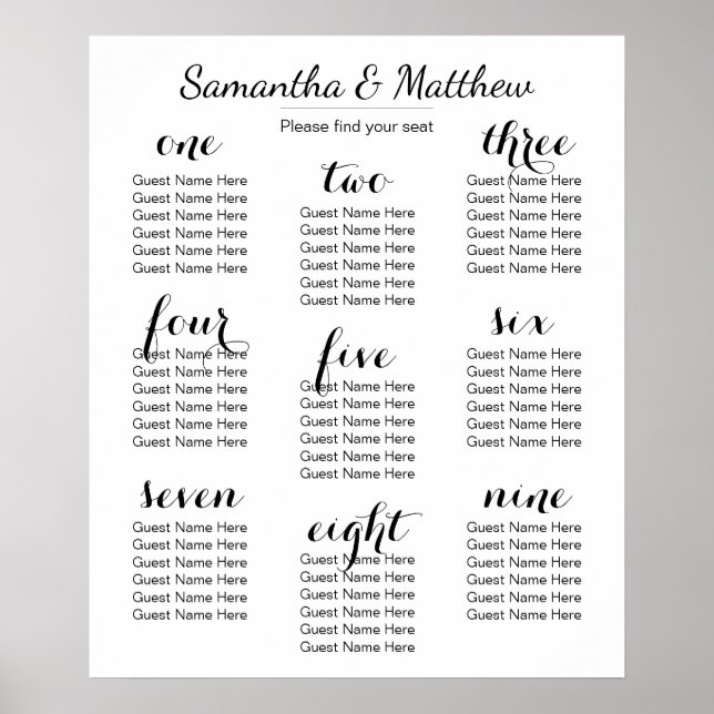 Poster Casamento Simples e Chic (Espalhado) | Organograma (Frente)