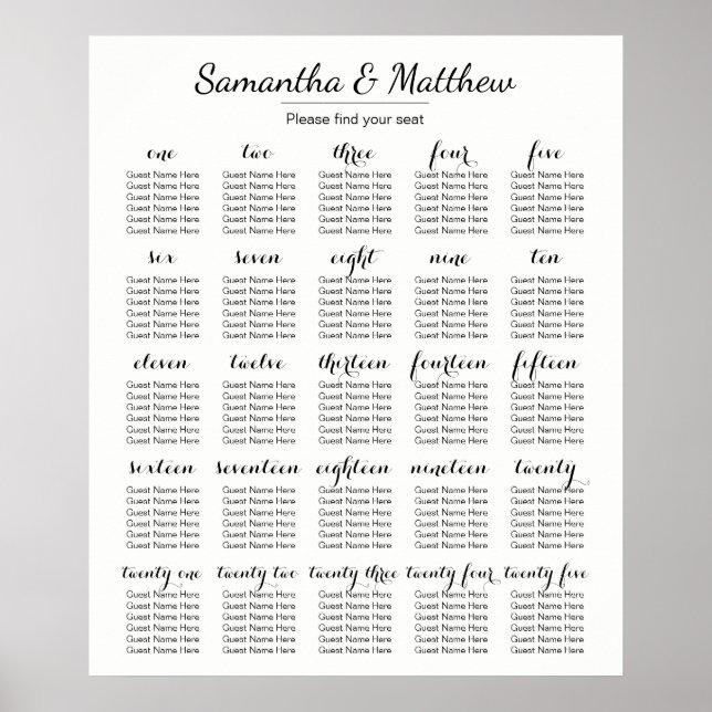 Poster Casamento Simples e Chic - Mais Mesas | Organogram (Frente)