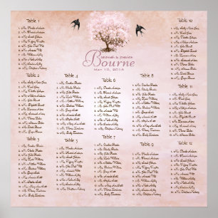 Poster Casamento simplesmente cor-de-rosa do pássaro do