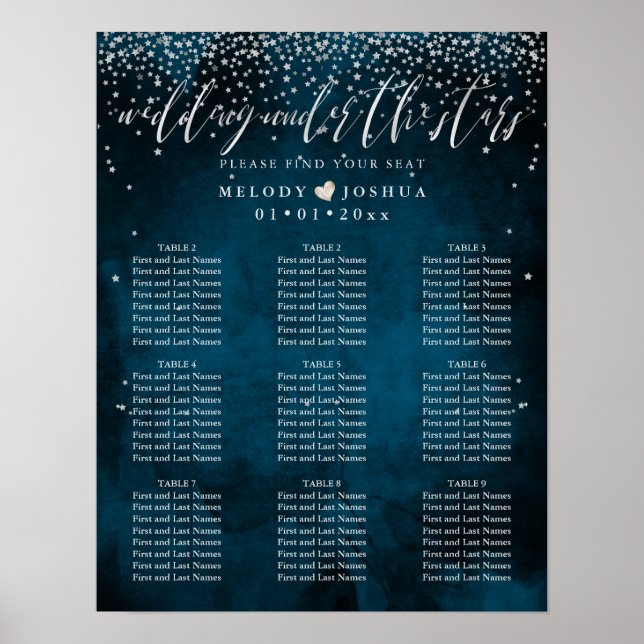 POSTER CASAMENTO SOB O GRÁFICO DE BANCO DE ESTRELAS|COR D (Frente)