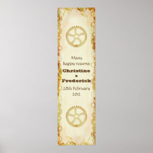 Poster Casamento Steampunk, faixa decorativa vertical