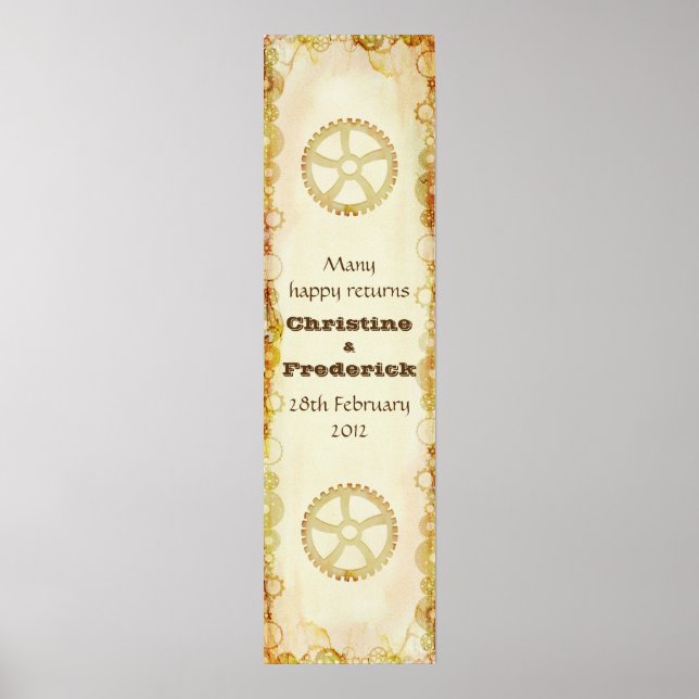 Poster Casamento Steampunk, faixa decorativa vertical (Frente)