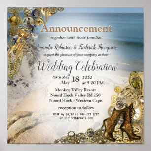 Poster Casamento Steampunk pelo anúncio do mar