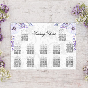 Poster Casamento tema damasco Floral de Berries Roxo