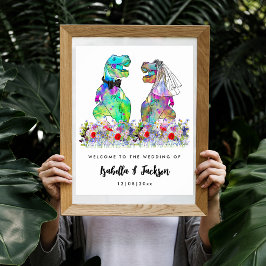 Poster Casamento Tema Dinossauro Bem-Vindo