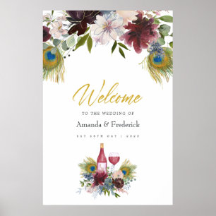 Poster Casamento Temático de Vinho com Tonalidades Borgon