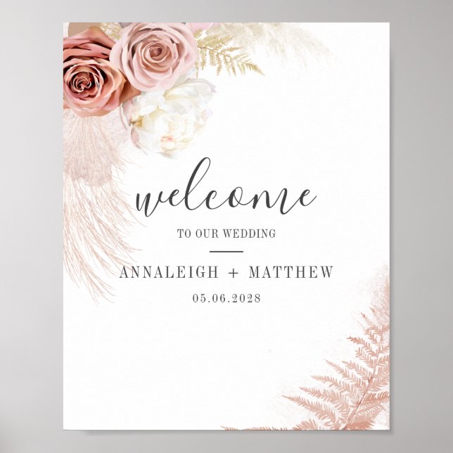 Poster Casamento Terraço Elegante Pampas Grass (Frente)