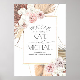 Poster Casamento Tropical Seca de Palma Folha de Boho