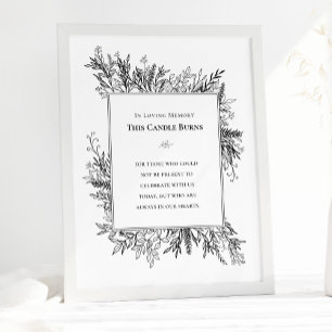 Poster Casamento Verde Branco e Negro Esta Vela Queima