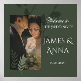 Poster Casamento verde-oliva elegante personalizável 
