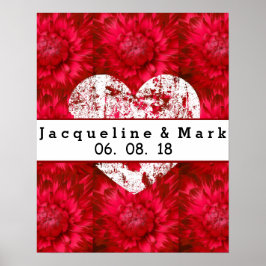 Póster Casamento Vermelho impressionante Dahlia Petals X2