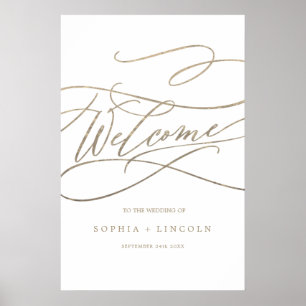 Poster Casamento Vertical de Boas-vindas com Caligrafia D